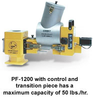 PF-1200 with control and transition piece has a maximum capacity of 50 lbs./hr.